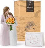 Sunflower Mother Daughter Figurine, Hand-Painted Resin Figure, Gift for Mom from Daughter with Gift Box, Perfect for Mother’s Day, Birthday, Christmas, Purple