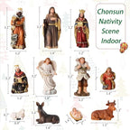 Nativity Scene Indoor 3.2 Inch 10 PCS Christmas Village Little People Nativity Collectible Bulidings Christmas Village Set Xmas Holiday Decorations Figures
