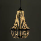 Hanging Solar Chandelier Outdoor, 30 Warm White Lights Acrylic Clear Beaded Chandelier with S Hooks Modern Lantern for Garden Yard Patio Gazebo Decorations, 28”H