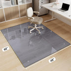Glass Chair Mat 48" x 60" Heavy Duty Tempered Glass Mat, Office Glass Floor Mat with Round Corner and Polished Edge for Smooth Glide, Carpet Hardwood Floor Protector,Grey