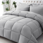 JOLLYVOGUE California King Comforter Set, Ultra-Soft Bed in a Bag Cal King Size 7 Pieces, Oeko-TEX Certified Bedding Set with Down Alternative Comforter, Sheets, Pillowcases & Shams, Light Grey
