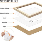 upsimples 8x10 Picture Frame, Natural Solid Wooden Picture Frames, Display 5x7 with Mat or 8 x 10 Without Mat, Wall or Tabletop, 1 Pack, White