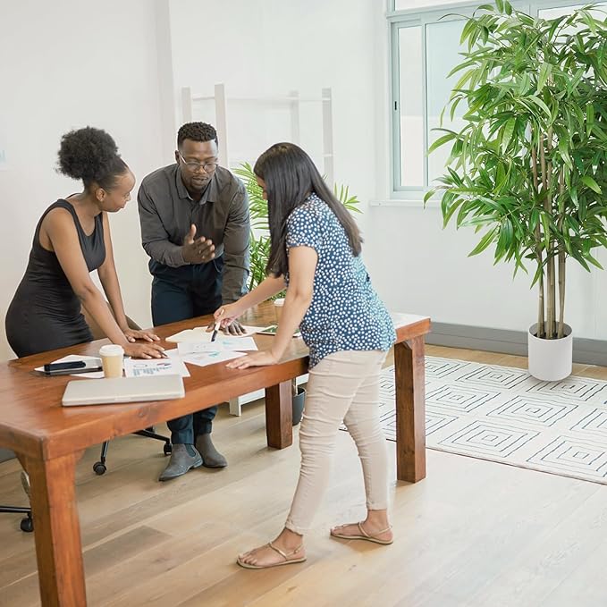 Artificial Bamboo Tree, 6 FT Fake Tree, Faux Silk Plant with Pot, Fake Plants for Home Office Indoor Outdoor Decor, 7 Natural Bamboo Trunks