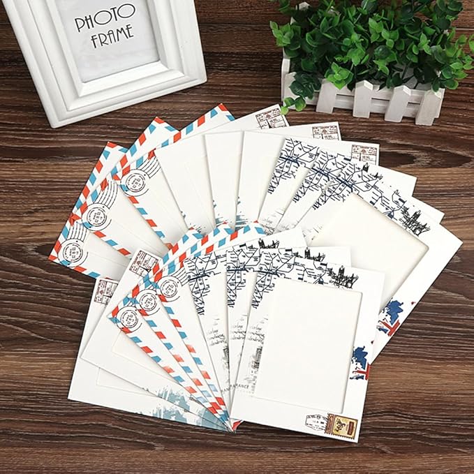 Hanging Photo Display Photo Holder String with Clips Photo Frame Set Perfect Wall Decor for Teen Bedroom Home Cubicle Office Retro Postmark *2