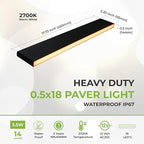 LUMENGY Paver Light Slim 0.5x18 Inch Glare-Free 2700K Warm White, Steel Brick Lighting for Pavers, Walls, Driveway & Pathway Borders, Waterproof IP67, 12V AC/DC Drive-Over Rated