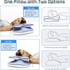 Cervical Neck Pillow for Pain Relief - Contour Memory Foam Pillows with Cooling Pillowcase, Neck Support Pillows for Sleeping, Ergonomic Orthopedic Pillow for Side, Back, Stomach Sleepers (Blue)