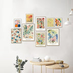 KBKBART Colorful Eclectic Wall Art Prints, 9 PCS Vintage Eclectic Wall Decor Matisse William Morris Flower Market Maximalist Home Decor, Trendy Maximalism Famous Artist Painting Pictures for