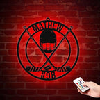 Custom Hockey Stick LED Sign – Personalized Name Signs, Neon Wall Light with Puck Metal Sign, Hockey Room Decor for Boys, Players, Man Cave, Fans, Coaches