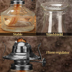 Tuanse 2 Pcs Oil Lamps for Indoor Use Vintage Hurricane Emergency Glass Oil Lamps Large Lantern Classic Decorative Oil Lamp for Home Tabletop Emergency Lighting Supplies (Clear, Black)