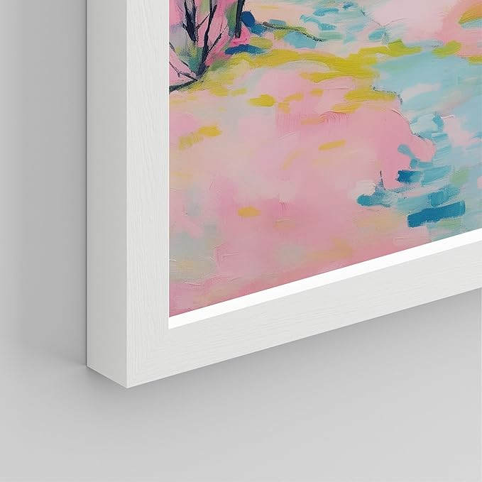 SIGNWIN Framed Vibrant Landscape and Pineapple Colorful Preppy Room Decor Pink Decor Digital Art Modern Art Decorative Multicolor Scenic for Bedroom - 11"x14"x4 White