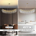 Modern Crystal Gold Chandelier,72" Large Rectangular Chandeliers for Dining Room, Tree Branch Crystal Lving Room Chandelier,Dining Room Over Table Chandeliers,Fixture Height-Adjustable