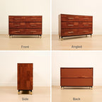Walnut Dresser for Bedroom, 6 Drawer Brown Wood Dresser with Modern Storage Organizer, Wide Chest of Drawers for Closet, Clothes, Living Room
