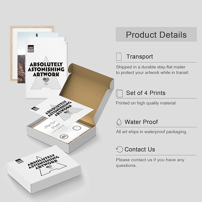 SIGNWIN Framed Cactus Desert Landscape Wall Art, Set of 4 Southwest Texas Arizona Saguaro Wall Decor Prints, Nature Wilderness Wall Décor for Living Room, Bedroom - 8"x10"x 4 Natural