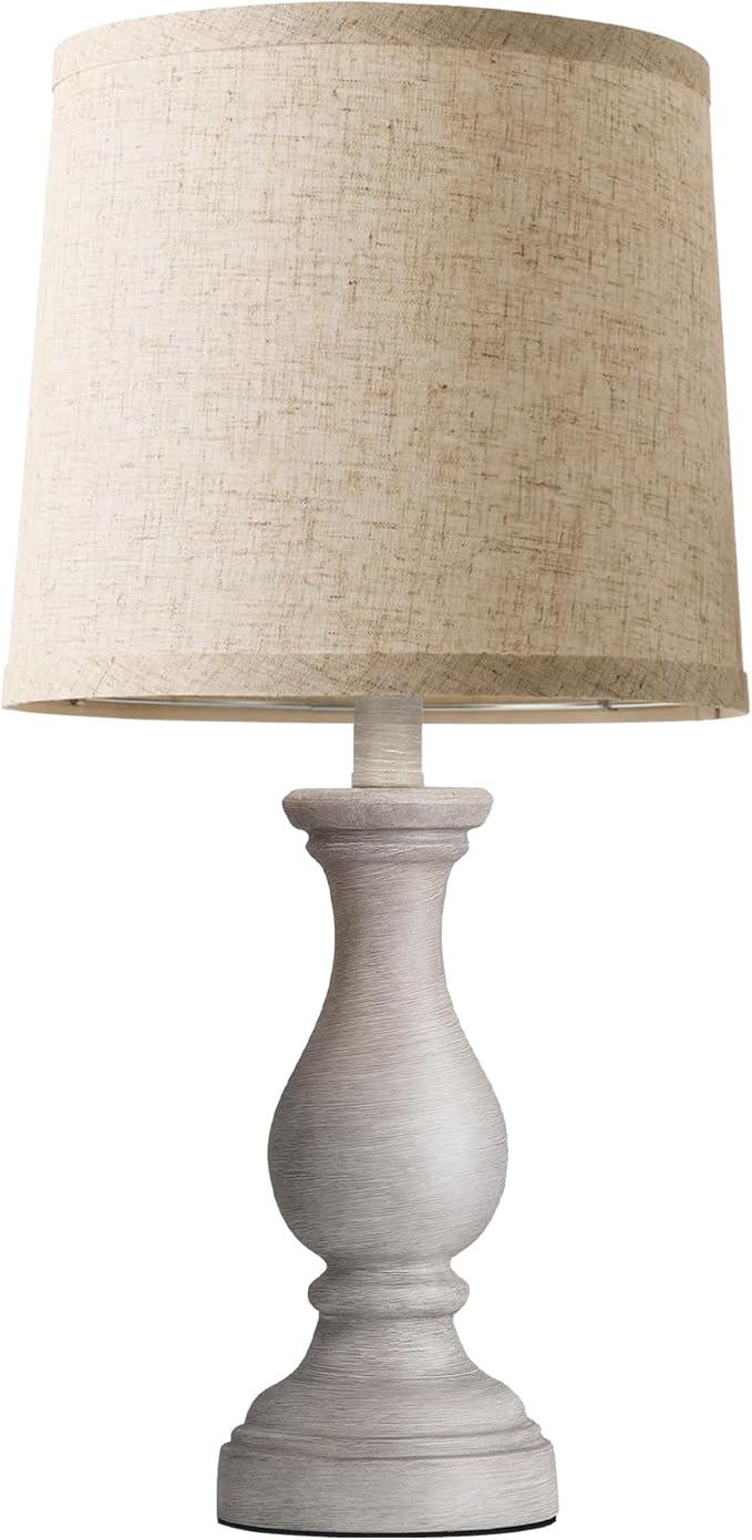 Seealle Farmhouse Table Lamps - 22" Rustic Lamp for Bedroom Living Room, Boho Bedside Lamps for Night Stands End Table Office Desk Lamp Nightstand with Linen Shades(Single)