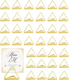 36 Pcs Triangle Table Number Holders - Rust-Resistant Metal Place Card Stands for Weddings, Office & Home Decor(Gold)