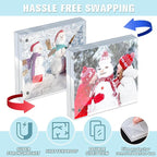 5 Pack 4 x 4 Inches Acrylic Picture Frame Desktop Frameless Photo Frame Double Sided Transparent Acrylic Frame Clear Horizontal Magnetic Frame for Desk Desktop Display Pictures Holder