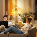 Upgraded 2-in-1 LED Floor Lamp - Dimmable Mother-Daughter Standing Lamp with Remote&Touch Control, 29W Bright Floor Reading Light, Black Modern Standing Light for Living Room Bedroom Office