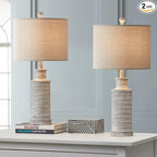 BOBOMOMO 24.5" Farmhouse Rustic Retro 24.5'' Table Lamp Set of 2 for Bedroom Living Room Traditional Nightstand End Table Lamps