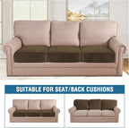 H.VERSAILTEX Velvet Stretch Couch Cushion Cover Plush Cushion Slipcover for Chair Loveseat Sofa Cushion Furniture Protector Seat Cushion Sofa Cover (3 Piece XL Sofa Cushion Covers, Bronze Brown)