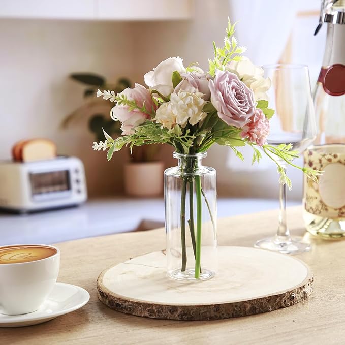 Honeydak Set of 24 Plastic Bud Vases, Vintage Decorative Mini Flower Vases Bulk for Table Centerpieces, Wedding Reception, Home Decor, Housewarming Gifts(Smooth)