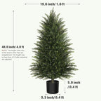 Artificial Topiary Ball Tree, Indoor Realistic Faux Boxwood Bush Potted Plants, Outdoor Fake Shrubs Cedar Evergreen Plants for Home Living Room Front Porch Decor (2, 4ft)