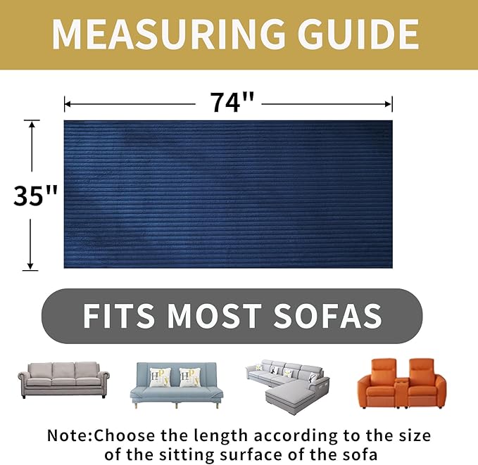 HAOMAIJIA Waterproof Couch Cover for Dogs Washable,Faux Fur Pet Couch Covers for Sofa,Soft Dog Bed Cover Non-Slip Couch Covers for 3 Cushion Couch Sofa Pet Friendly (Navy Blue, 35" x 74" 1 Pack)