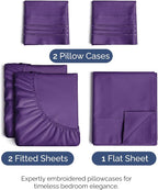 Split King Size 5 Piece Sheet Set - Comfy Breathable & Cooling Bed Sheets Set - Hotel Luxury Bedding for Women, Men, Kids, Teens, Boys & Girls - Deep Pockets, Soft, Wrinkle Free - Oeko-Tex - Purple