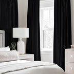 MIULEE Linen Texture Curtains for Bedroom Solid 100% Blackout Thermal Insulated Halloween Black Curtains Grommet Room Darkening Drapes for Living Room Nursery 52x96 Inch (2 Panels)