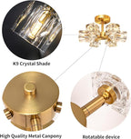 Semi Flush Mount Ceiling Light Fixture Modern 6 Lights Gold Crystal Chandelier,Brushed Nickel Sputnik Chandeliers for Hallway Entryway Bedroom Dining Room Farmhouse Kitchen Office