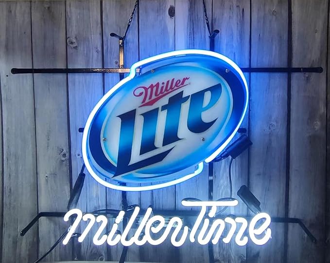 Neon Signs Beer Bar Bedroom Lite Time Glass Neon Signs for Office Hotel Pub Cafe Birthday Party Man Cave Neon Light Art Wall Lights 24 X 20 Inches