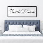 Sweet Dreams Wall Decor Above Bed 40x15 Inch Large Master Bedroom Hanging Wood Rustic Framed Farmhouse Sweet Dreams Sign Guest Room Aesthetic And Minimalist Over Bed Wall Art（Black）