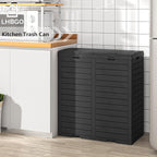 62 Gallon Outdoor Trash Can, Waterproof Garbage Can with Tiered Lid and Drip Tray, Resin Outside Trash Bin for Patio, Backyard, Deck