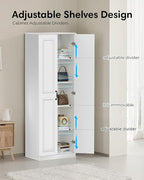 Storage Cabinet/Pantry cabinets, Soft White Finish, 71" Tall Wood Cupboard with 2 Door and 3 Adjustable Shelves for Kitchen, Dining Room, Living Room, Bathroom (Style 1)