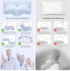 Cervical Pillow for Neck Pain Relief, Cooling Contour Memory Foam Pillows Support Odorless Ergonomic Neck Pillow Adjustable Orthopedic Bed Pillow for Side Back Stomach Sleeper with Pillowcase