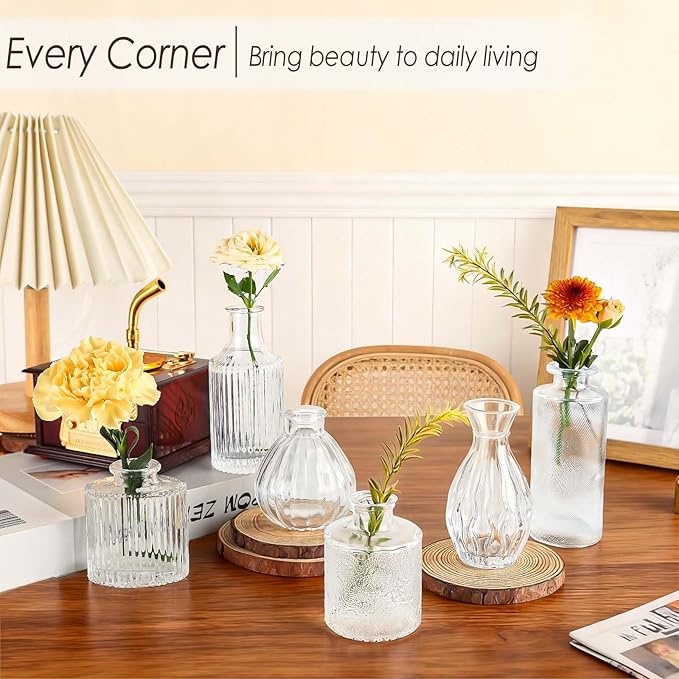 Clear Glass Bud Vases Set of 36, Mini Flower Vase for Centerpieces, Small Clear Vases in Bulk for Wedding Decorations, Vintage Vase for Table, Recepetion, Home Décor
