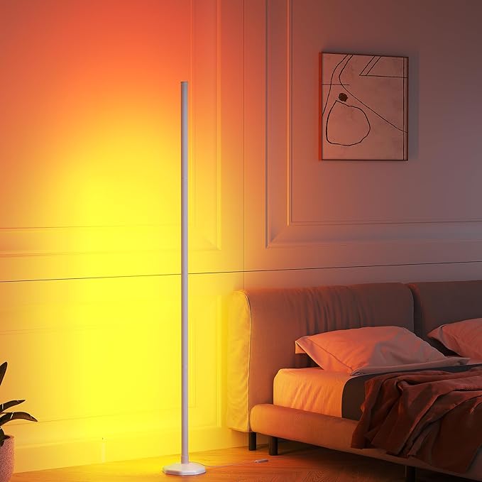 SUNMORY RGB LED Floor Lamp, 57" Corner Lamp with 80+ Scene & Timer, Smart Modern Ambient Lighting with Music Sync & 16 Million Colors, Remote & App Floor Lamps for Living Room, Bedroom, Gaming Room