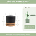 6 Inch Plant Pots, Ceramic Planter Pot with Drainage Hole & Saucer, Indoor/Outdoor Cylinder Round Planter Pot, Matte Black & Brown