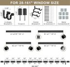 Curtain Rods for 28-161” Windows, Splicing Construction, 1” Adjustable Drapery Rod with Aluminum Alloy Brackets and Finials for Window, Sliding Door, Patio, Living Room Decoration, Matte Black