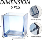 Square Vases Set of 6, 3"x 3"x 3" Glass Vases for Flowers, Square Flower Vase for Centerpieces, Small Blue Vase for Wedding, Party, Home Office Decoration