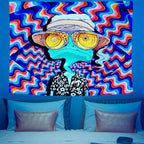 ADDWel Blacklight Frog Tapestry, Hippie Alien Tapestry Glow In The Dark, UV Reactive Black Light Upright Posters Wall Hanging for Bedroom Dorm Living Room Backdrop Decor