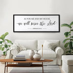 As for Me and My House We Will Serve the Lord Wall Decor - 40" x 15" Large Rustic Family Living Room Wood Framed Home Sign Joshua 24 15 Christian Bible Verse Plaque Hanging Wall Art(Black)