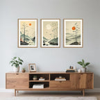 Chinoiserie Bamboo Forest Framed Canvas Wall Art Set, Nature Tree Lakes Wall Decor, Minimalist Zen Landscape Wall Painting, Watercolor Art Prints for Living Room, Bedroom, Office 16"X24"X3