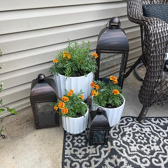 NEEDOMO Lanterns Decorative Outdoor & Indoor, Set of 3 Outdoor Lanterns for Porch, 23" Large Candle Lantern, Bronze Metal Frame with Glass, Vintage Farmhouse, Patio, Pathway, Garden, Fall, Christmas