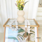 OMISHE 76" Long Extra Large Wood Bead Garland with 1.6" Diameter Wooden Beads and Tassels, Rustic Farmhouse Country Decorative Beads for Home Tiered Tray Decor, Rustic White