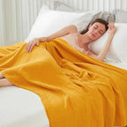 EMME Cotton Blanket Queen Size for Bed Soft Large Muslin Bed Blankets 90"x90" Lightweight Breathable All Season Gauze Blanket, Mustard Yellow