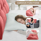 Large Triangular Headboard Pillows Long Backrest Positioning Support Bolster Cushion for Daybed Fluffy Quality Plush Body Wedge Pillow with Removable Cover(Rusty Red -Cal King-71x8x20 in)