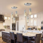 LMQNINE 3 Light Chrome Pendant Lighting Modern Pendant Light, Mini Crystal Chandeliers,Adjustable Pendant Light Fixture for Kitchen Island Dinning Room Bedroom (Chrome 3-Light)