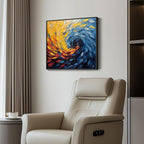 Framed Blue Modern Abstract Wall Art, Minimalist Large Canvas Paintings Artwork for Walls, Blue Yellow Art Prints Pictures for Living Room, Hallway, Bedroom, Office, Bathroom Wall Decor -24x24 Inch