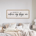 Home Is Where My Boys Are Wall Decor 40"×15" mom and her boys Sign for boys room Playroom Large Wood Framed Wall Hanging Art (Wood)