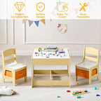 Kids Table and Chair Set, 3 in 1 Wooden Activity Table with Detachable Tabletop, Toddler Table and Chair Set with Storage Drawer, Kids Play Table for Children Art, Craft, Eating, Learning